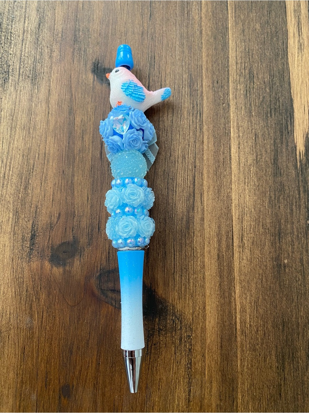 Blue Floral Bird Decorative Ballpoint Pen by